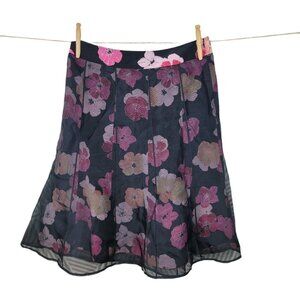 Sigrid Olsen Skirt size 8/10 Layered Silk Floral Lace Black Knee Length Alt Y2k